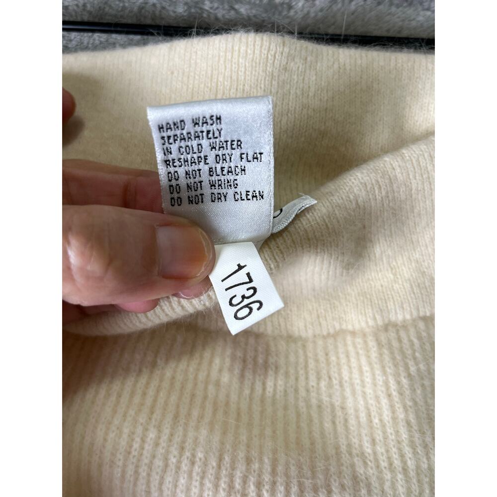 Vintage Ivory Lambswool Angora Beaded Ribbed Knit Sweater Skirt Set Quiet Luxury - Picture 13 of 13